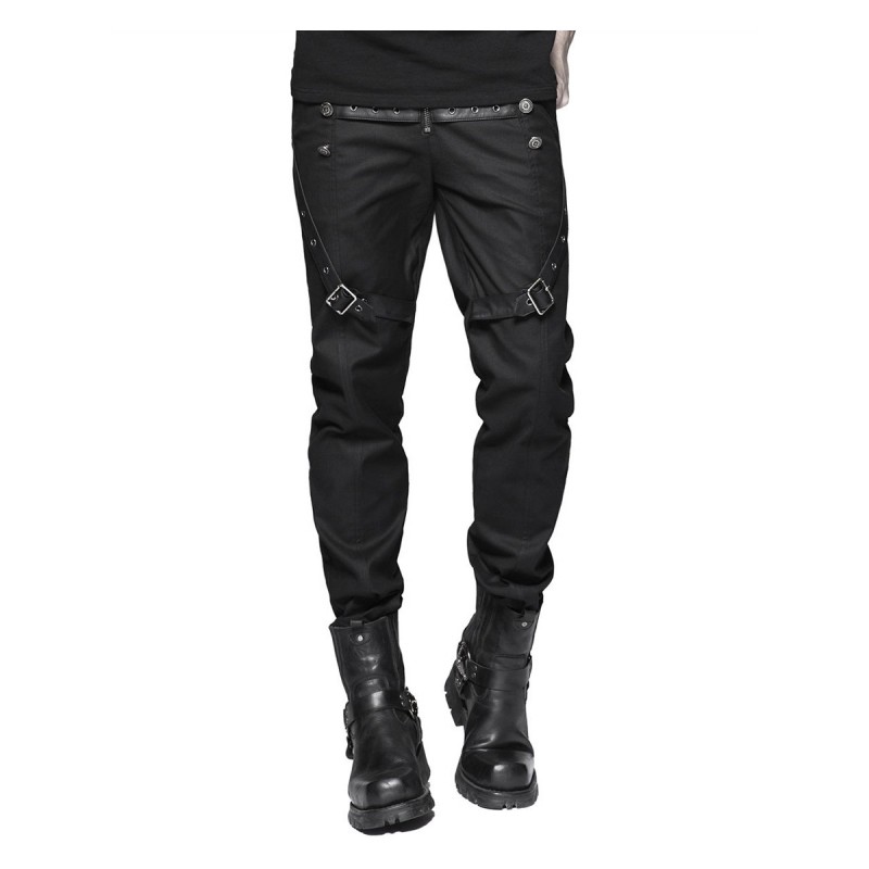 Men Gothic Trouser Leather Straps Diesel Punk Military Style Pant For Sale